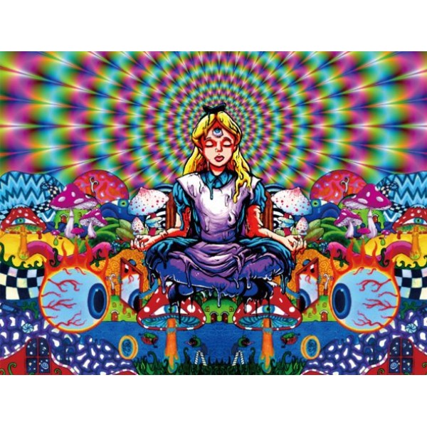 Psychedelic Girl - UV Reactive Tapestry with Wall Hanging Accessories
