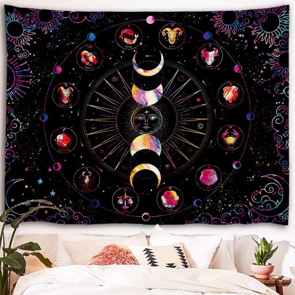 Moon&Sun - UV Reactive Tapestry with Wall Hanging Accessories
