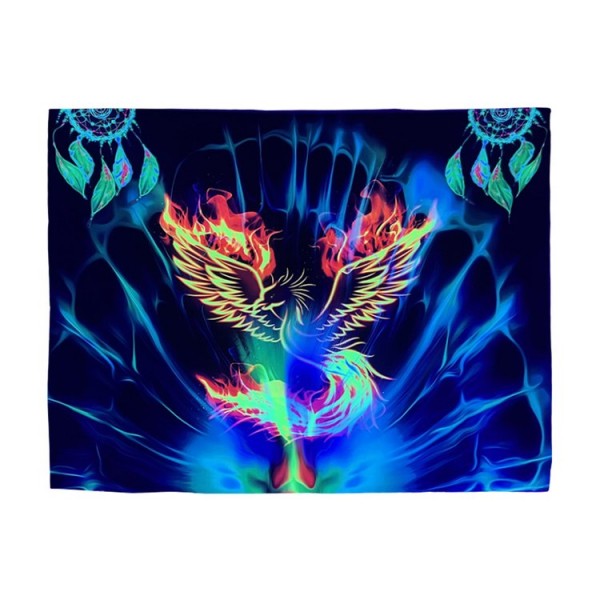 Phoenix - UV Reactive Tapestry with Wall Hanging Accessories