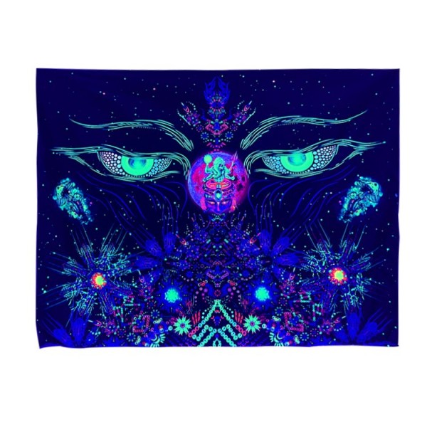Psychedelic Eye - UV Reactive Tapestry with Wall Hanging Accessories