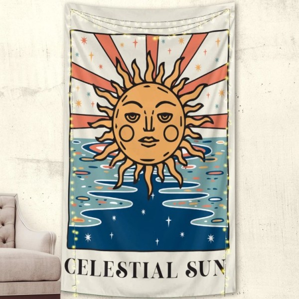 Boho Celestial Sun - Printed Tapestry