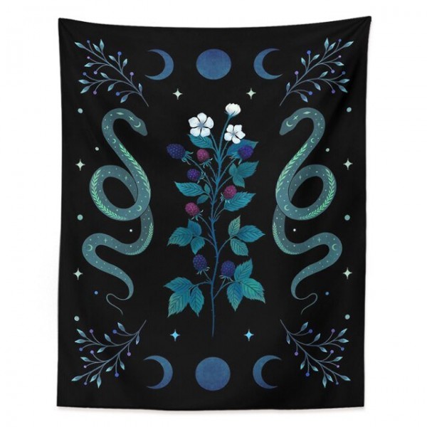 Moonlight Green Olive Leaf - Printed Tapestry