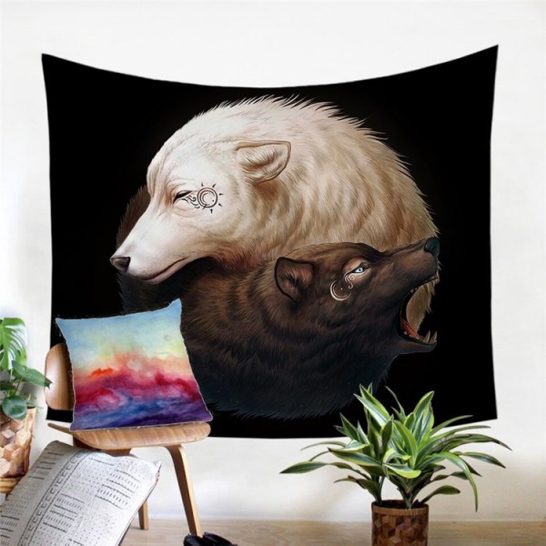 Yin and Yang Black - Printed Tapestry