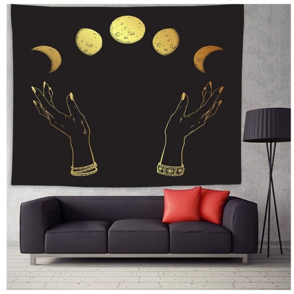 Sun And Crescent Moon - Printed Tapestry