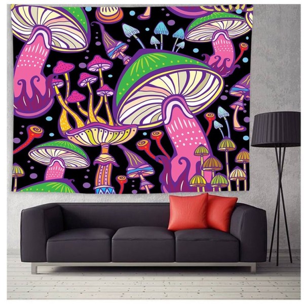 Colorful Glowing Mushroom - Printed Tapestry