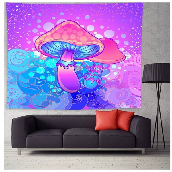 Colorful Glowing Mushroom - Printed Tapestry