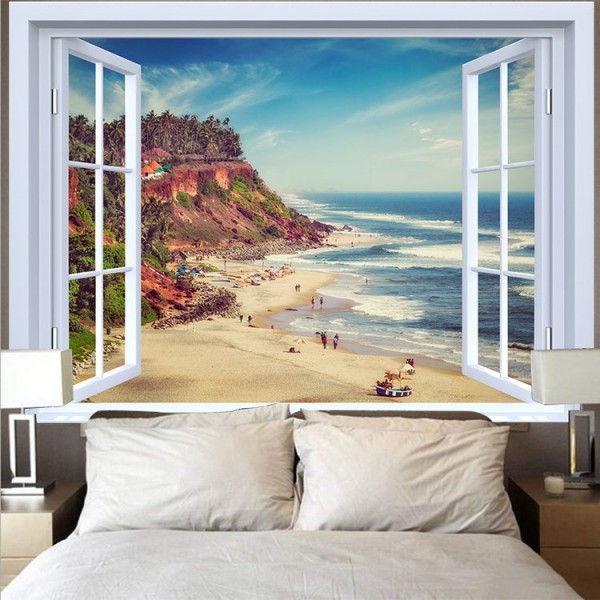 Landscape Outside The Window - Printed Tapestry