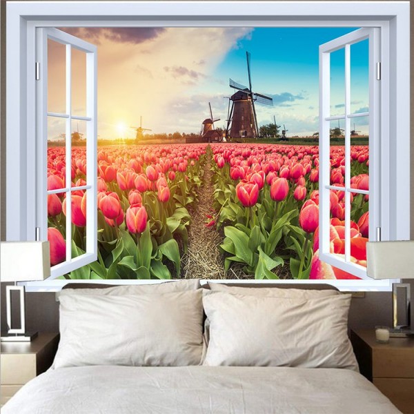 Landscape Outside The Window - Printed Tapestry