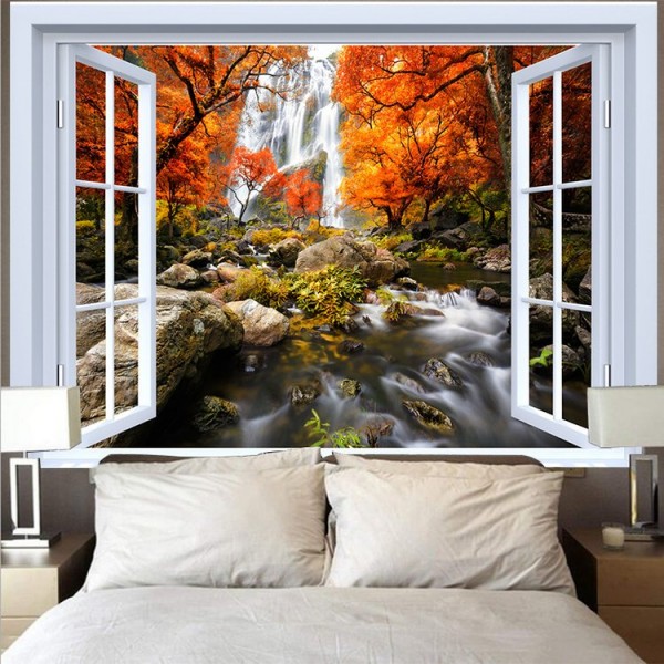 Landscape Outside The Window - Printed Tapestry