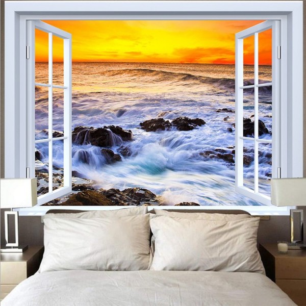 Landscape Outside The Window - Printed Tapestry