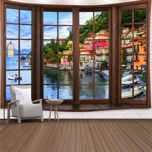 Landscape Outside The Window - Printed Tapestry