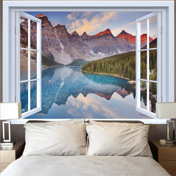 Landscape Outside The Window - Printed Tapestry