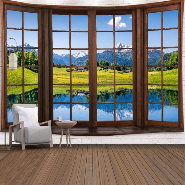 Landscape Outside The Window - Printed Tapestry