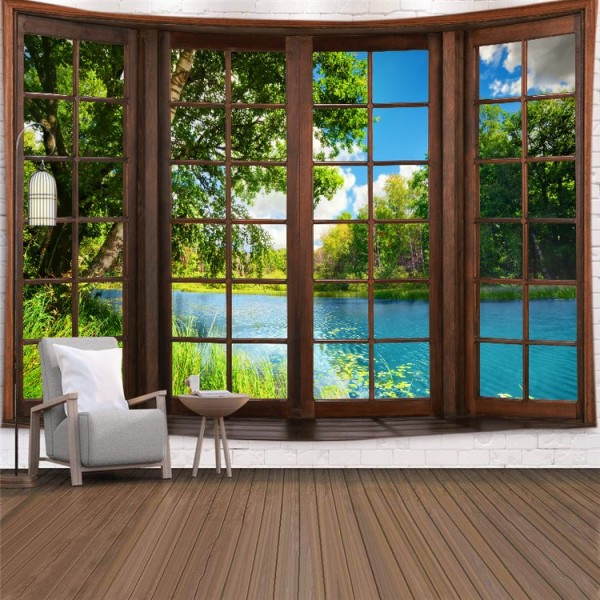Landscape Outside The Window - Printed Tapestry