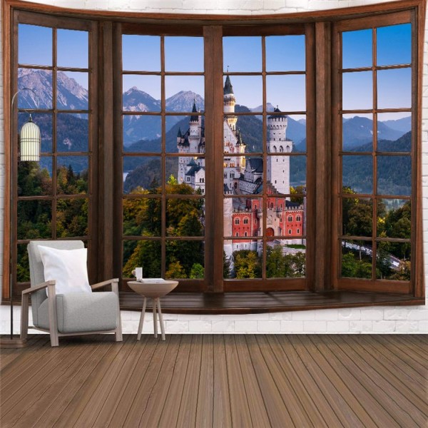 Landscape Outside The Window - Printed Tapestry