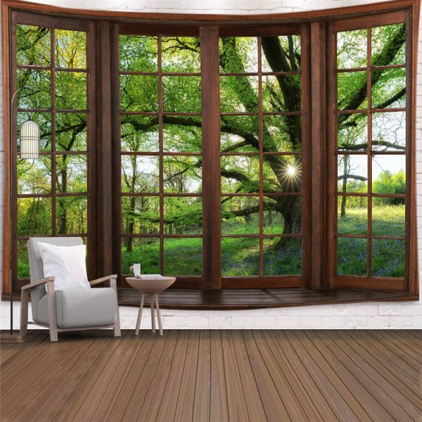 Landscape Outside The Window - Printed Tapestry
