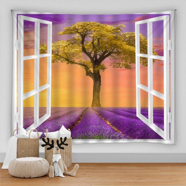 Landscape Outside The Window - Printed Tapestry