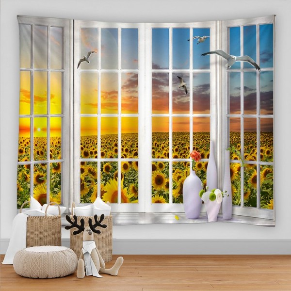 Landscape Outside The Window - Printed Tapestry