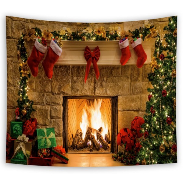 Christmas fireplace - Printed Tapestry