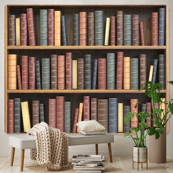 Retro Bookcase - Printed Tapestry