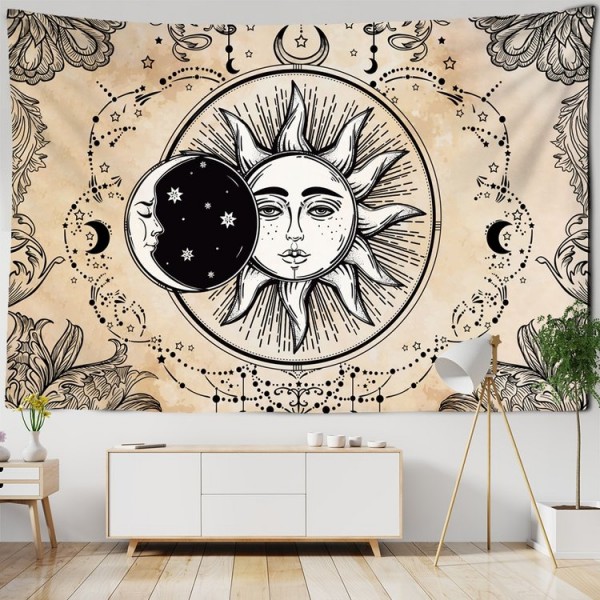 White Black Sun Moon - Printed Tapestry