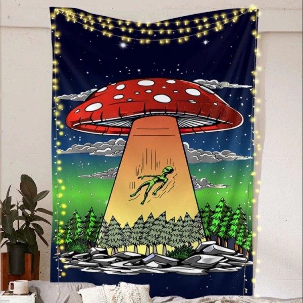 Mushroom UFO - Printed Tapestry