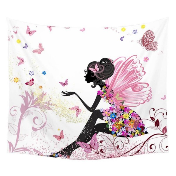 Girl And Butterfly - Printed Tapestry