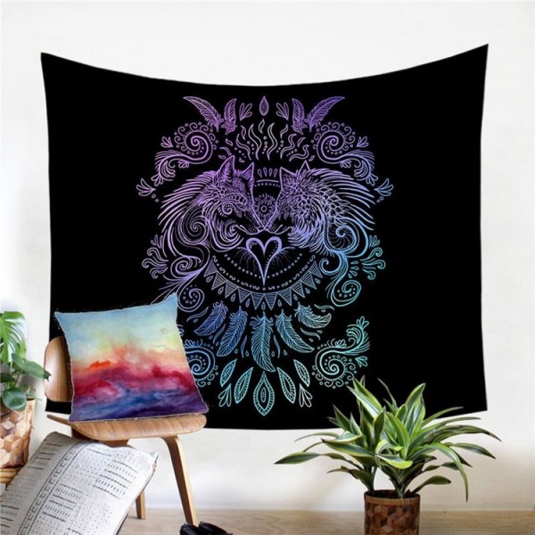 Wolves Heart Black - Printed Tapestry