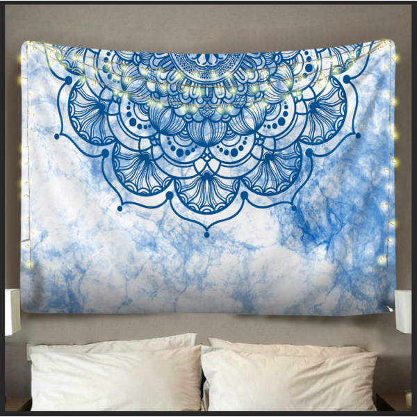 White Marble Mandala  - Printed Tapestry