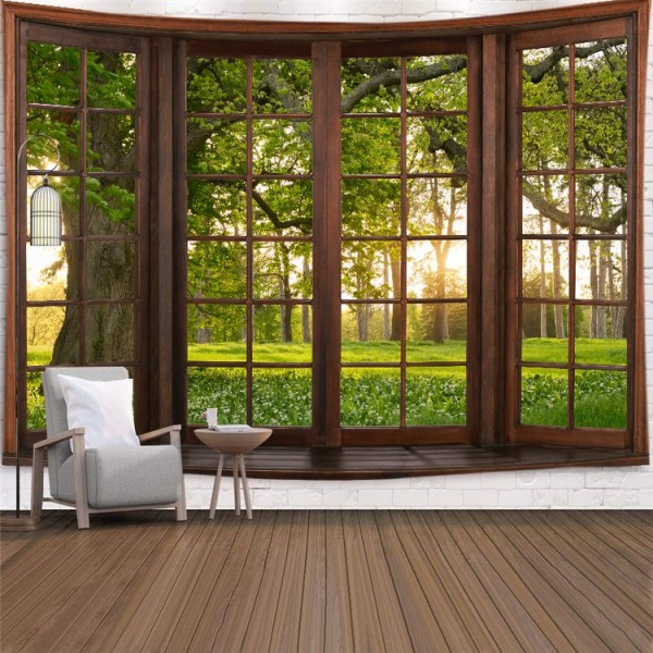 Landscape Outside The Window - Printed Tapestry