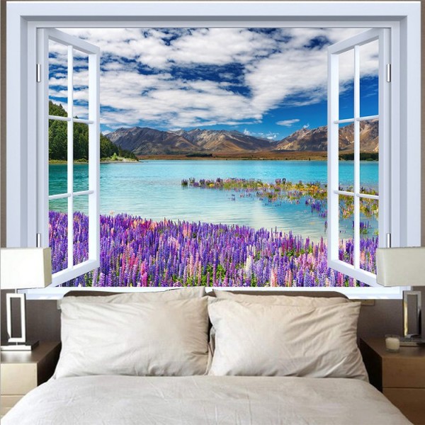 Landscape Outside The Window - Printed Tapestry