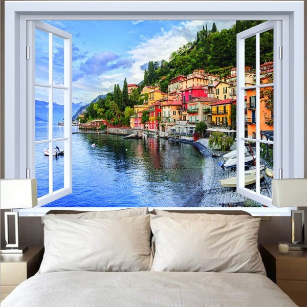 Landscape Outside The Window - Printed Tapestry