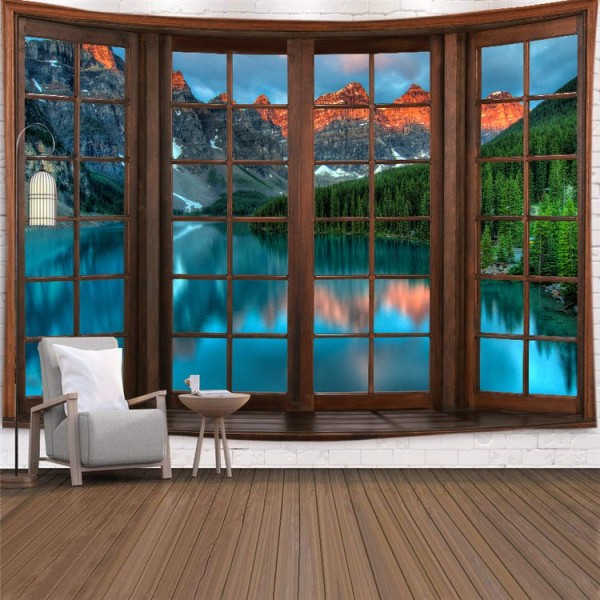 Landscape Outside The Window - Printed Tapestry