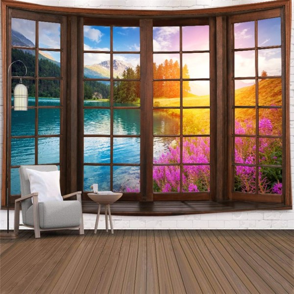 Landscape Outside The Window - Printed Tapestry