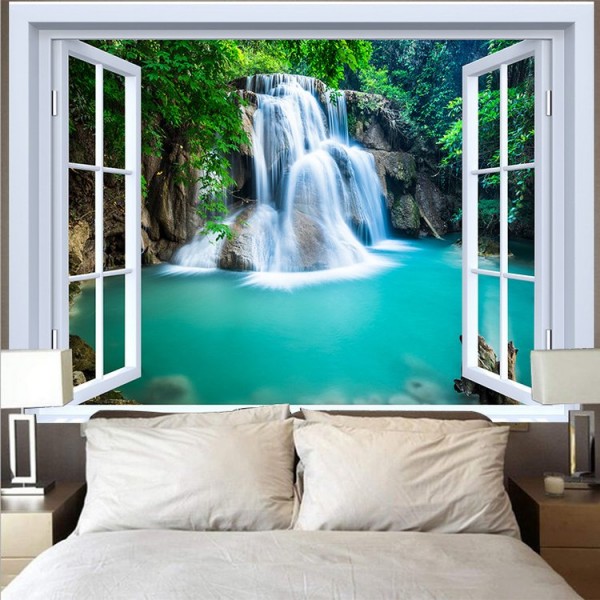 Landscape Outside The Window - Printed Tapestry