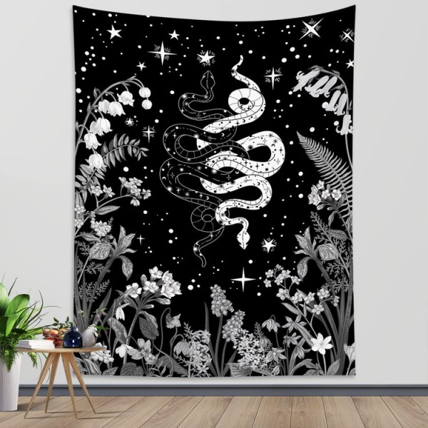 Black and White Snake - Printed Tapestry