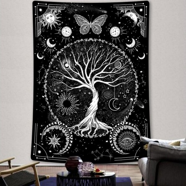 Butterfly Sun Moon Star - Printed Tapestry